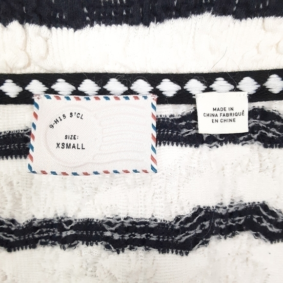 Anthropologie Postmark Stripe Lace Back Cardigan Size XS in Blk/White Combo - Picture 7 of 10
